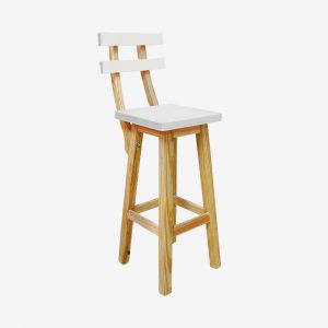silla alta madera blanca cuadrada doble espaldar restaurantes bares