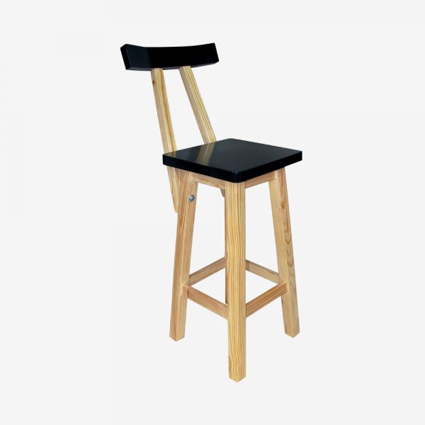 silla alta madera negra cuadrada para restaurantes barras y bares