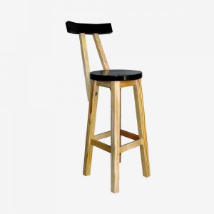 silla alta madera negra redonda para restaurantes barras y bares