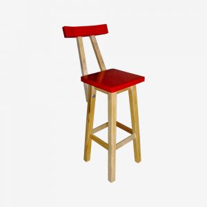 silla alta madera roja cuadrada para restaurantes barras y bares