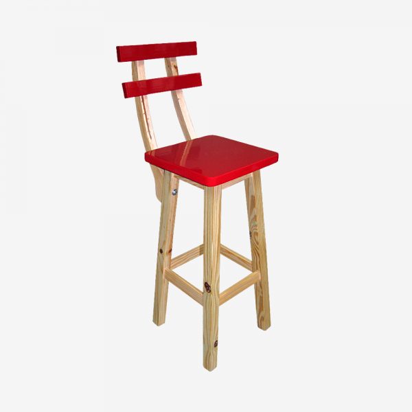 silla alta madera roja cuadrada doble espaldar restaurantes bares