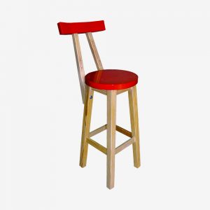 silla alta madera roja redonda para restaurantes barras y bares