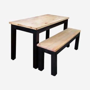 comedor rectangular con banca metal madera mesa silla fabrica de muebles negocios bogota