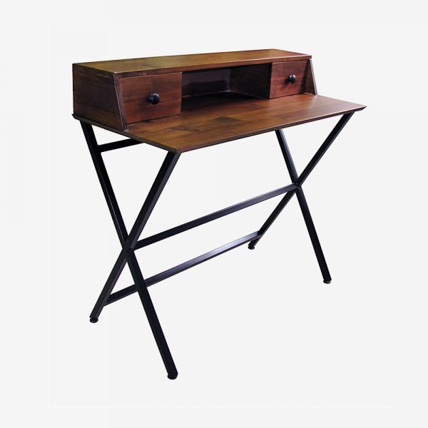 escritorio metal madera con cajones cortos color caramelo