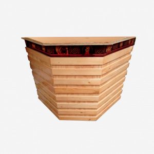 Barra mostrador estibada pino canadiense color natural estanpado fabrica de muebles para negocios comerciales restaurantes tiendas