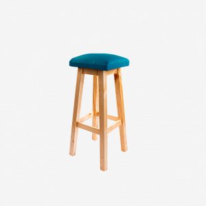 Silla butaco madera pino canadiense tapizado color azul fabrica de muebles MV bogota colombia muebles para negocios comerciales restaurantes