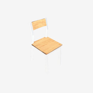Sillas kumon metal madera pino color natural metal blanco vista 95 grados fabrica de muebles MV bogota colombia muebles para negocios comerciales