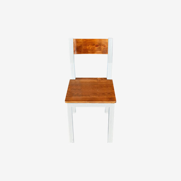 Sillas metal madera pino color blanco frabrica de muebles MV vista de frente