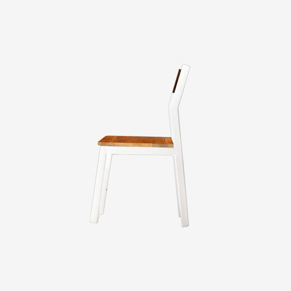 Sillas metal madera pino color blanco frabrica de muebles MV vista leteral