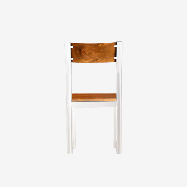 Sillas metal madera pino color blanco frabrica de muebles MV vista trasera