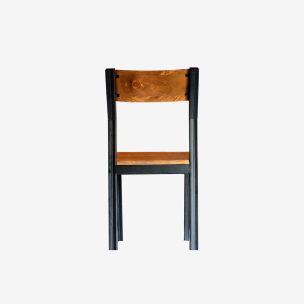 Sillas metal madera pino color blanco frabrica de muebles MV vista de espalda