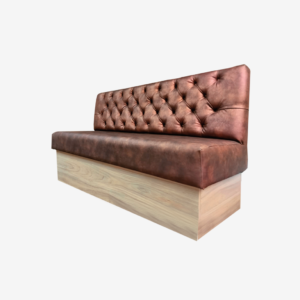 Sofa padded capitoneado madera tapizado color cobre fabrica de muebles MV bogota colombia muebles para negocios comerciales bar restaurantes tiendas