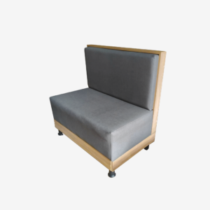 Sofa agora borde en madera, tapizado color gris frabrica de muebles MV Bogotá colombia muebles para negocios comerciales bar restaurantes tiendas